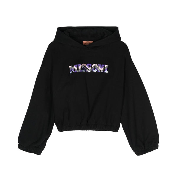 Girls Black Logo-Embroidered Hoodie