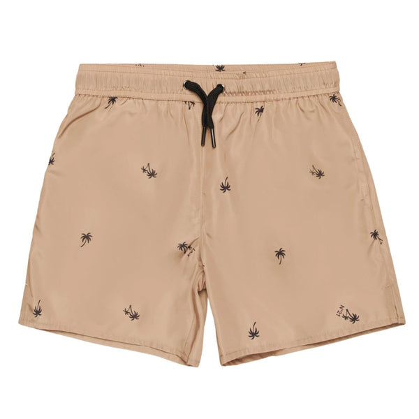 Boys Beige Logo-Print Swim Shorts