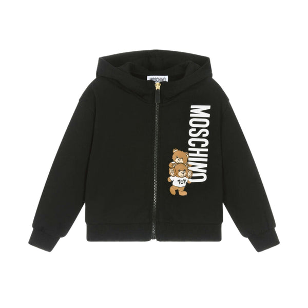 Unisex Black Cotton Zip-Up Hoodie