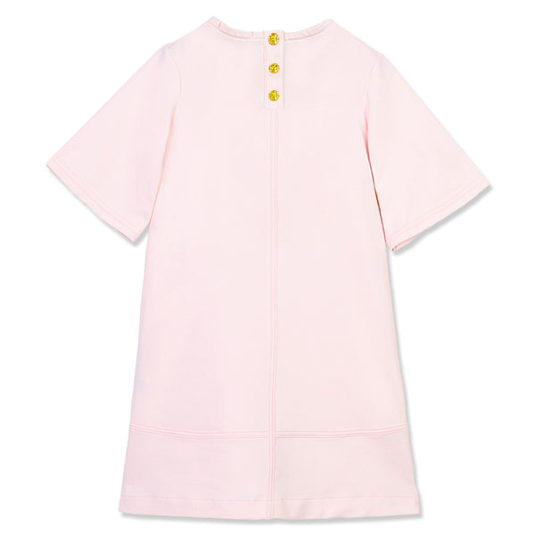 Girls Pink Embroidered-Logo Dresses