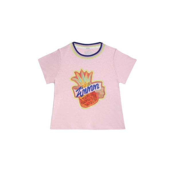 Girls Pink Half Sleeves T-Shirt