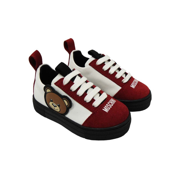 Red & White Teddy Bear Logo Sneakers-Moschino