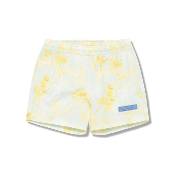 Boys Yellow Logo-Patch Swim Shorts