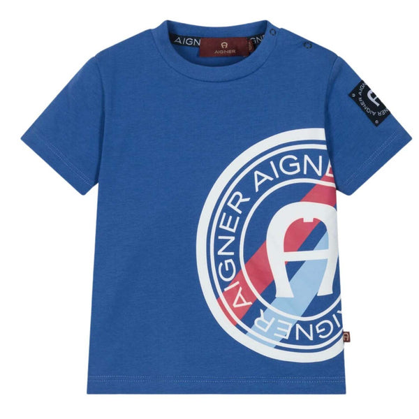 Boys Blue Logo-Print Cotton T-Shirt