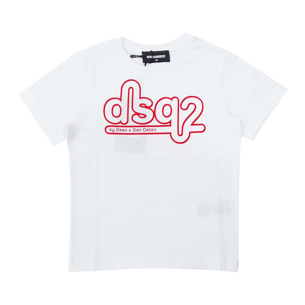 White Printed T-Shirt with Brand Logo