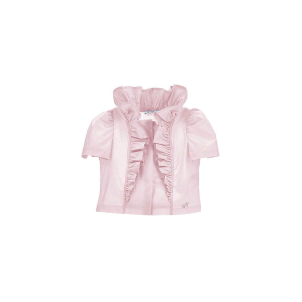 Girls Pink Cotton Ruffle Top