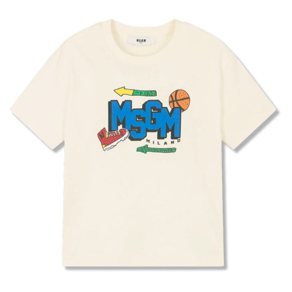 Boys Ivory Cotton Varsity T-Shirt