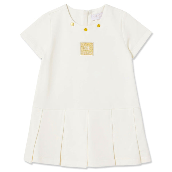 Baby Girls White Logo-Patch Dresses
