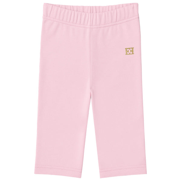 Baby Girls Pink Embroidered-Logo Bell Bottoms Trousers