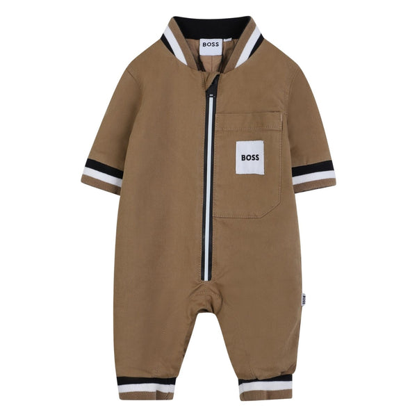 Baby Boys Brown Logo-Patch Romper