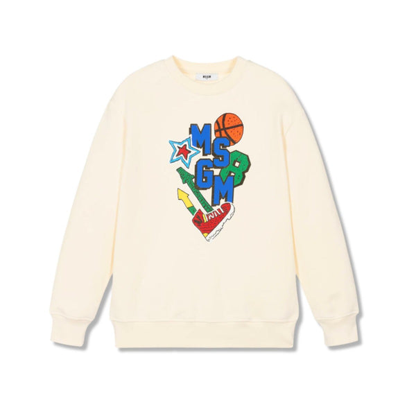 Boys Ivory Cotton Varsity Sweatshirt