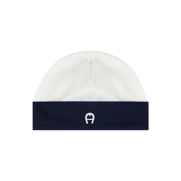 Baby Boys White & Navy Logo Hat