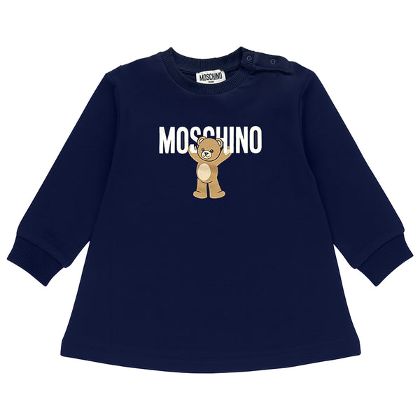 Baby Girls Navy Blue Teddy-Logo Dress