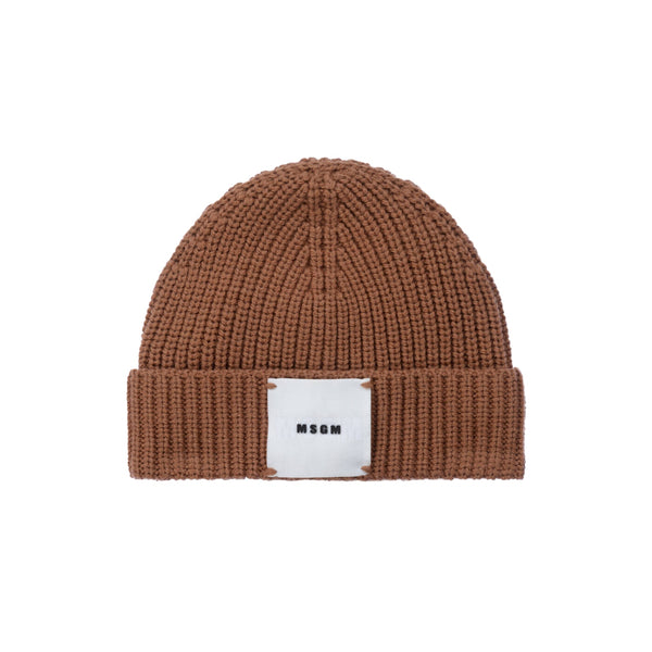 Boys Beige Virgin Wool Beanie Hat