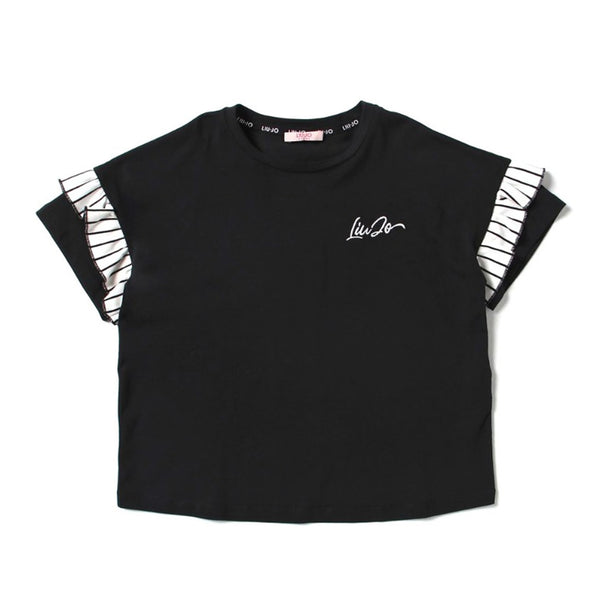 Girls Black Cotton T-Shirt