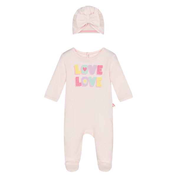 Baby Girls Pink Cotton Romper & Hat Set