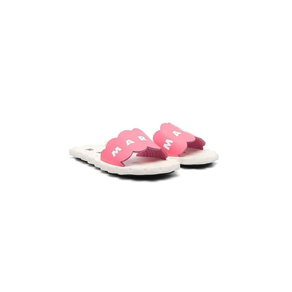 Girls Scallop Edge Logo Strap Slides
