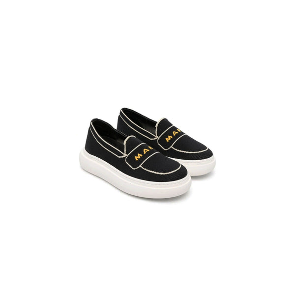 Girls Black Jacquard Slip On Sneakers