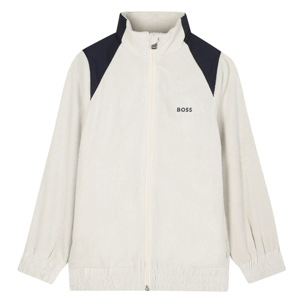 Boys Ivory Logo-Print Zip-Up Jacket