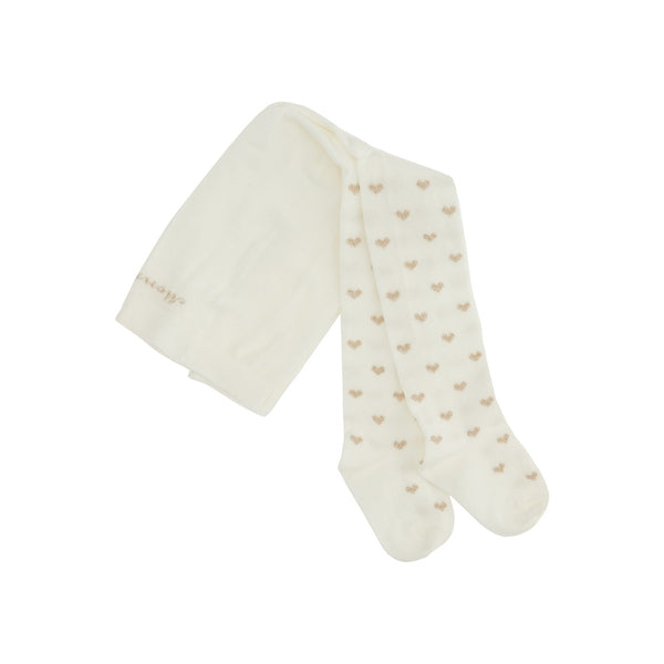 Girls Ivory Heart Cotton Warm Tights