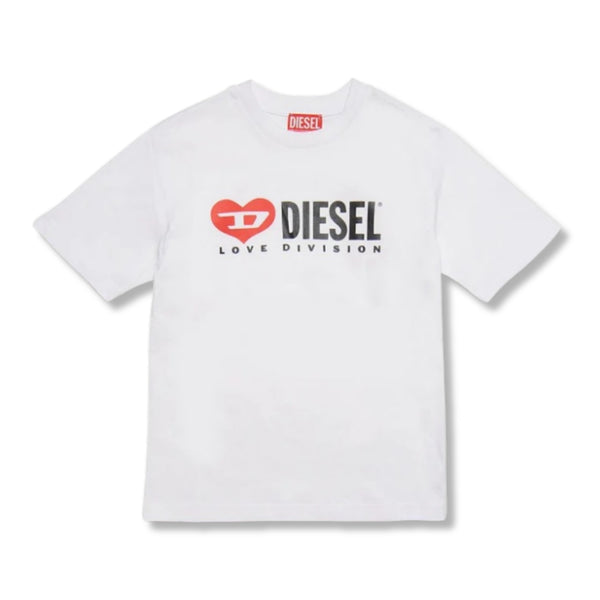 White Jersey T-Shirt With Diesel Love Division Logo