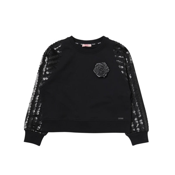 Girls Black Cotton Sweatshirt