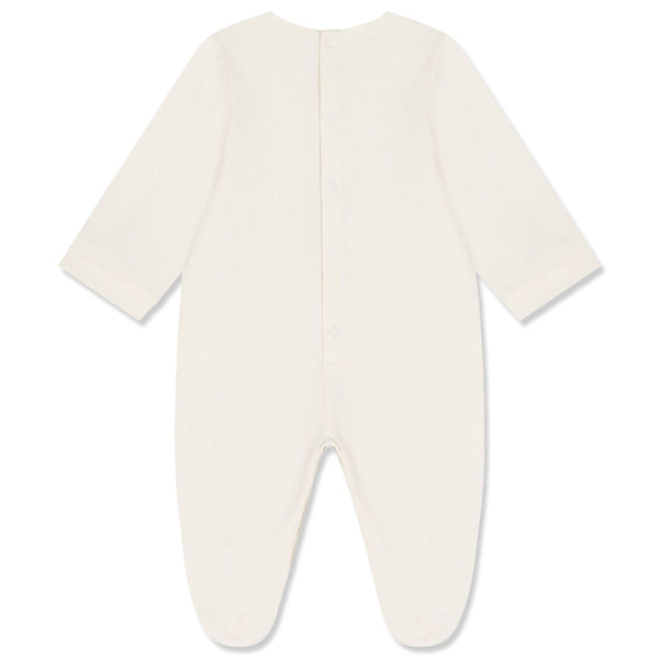 Baby Girls Cream Embroidered-Logo Rompers