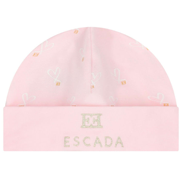 Baby Girls Pink Embroidered-Logo Caps