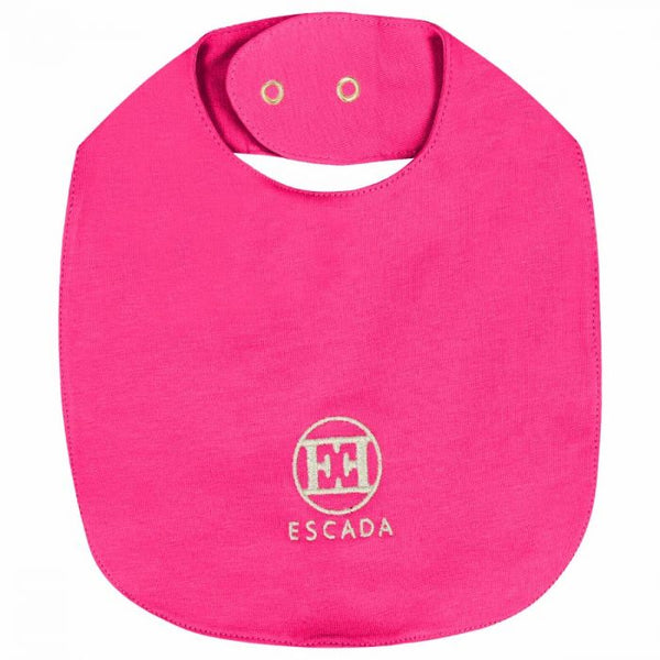 Baby Girls Pink Embroidered-Logo Bibs