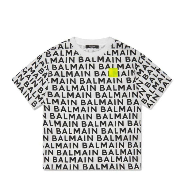 Boys White Logo-Lettering Cotton T-shirt