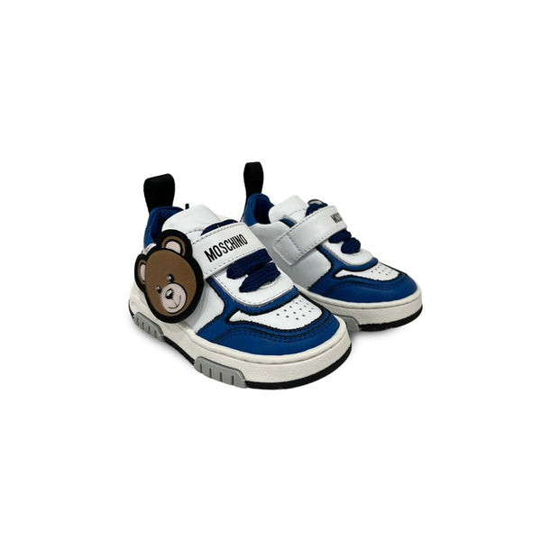 Boys Blue & White Leather Trainers