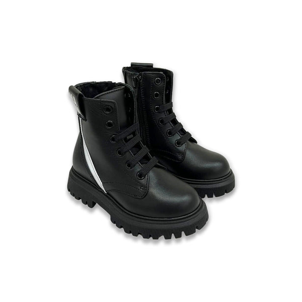 Girls Black Boots With Wide Tread Sole