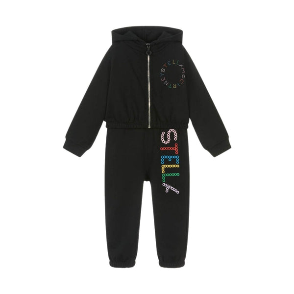 Girls Black Cotton Tracksuit