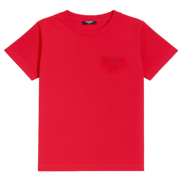 Boys Red Logo-Print T-shirt