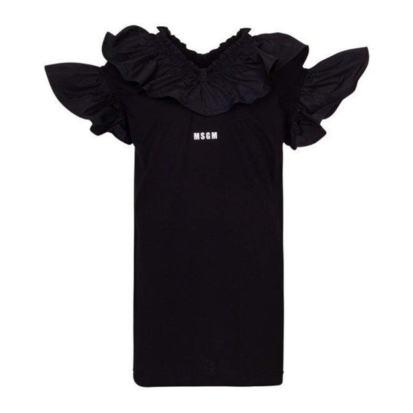 Logo Print Ruffled T-shirt Dress