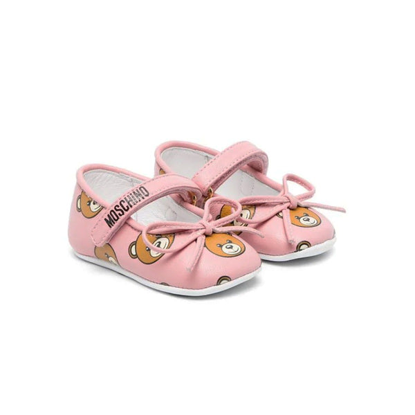 Girls Pink Teddy Bear Leather Sandals