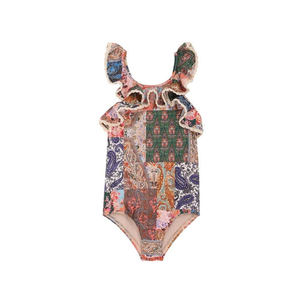 Girls Devi Trim Frill Swimsuit