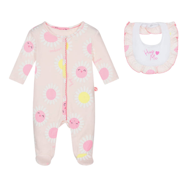 Baby Girls Pink Cotton Daisy Romper Set