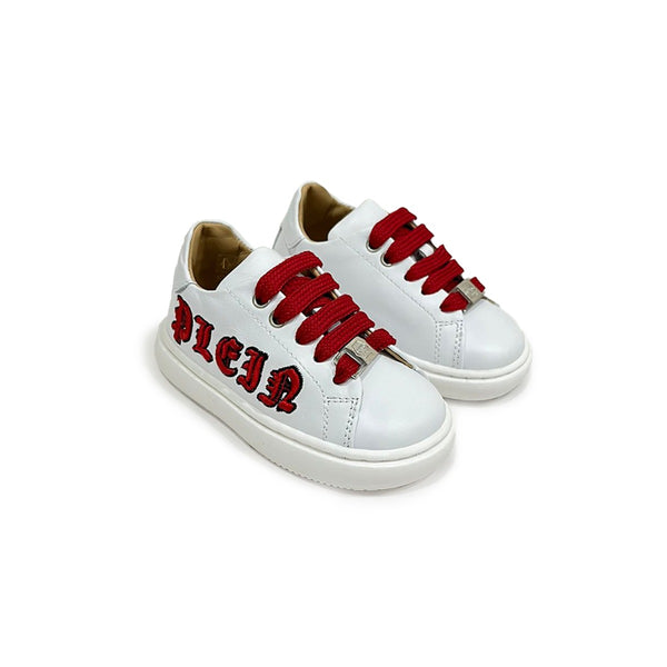 Kids White Embroidery Logo Shoes