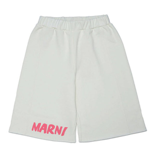 White Fleece Shorts With Marni Logo