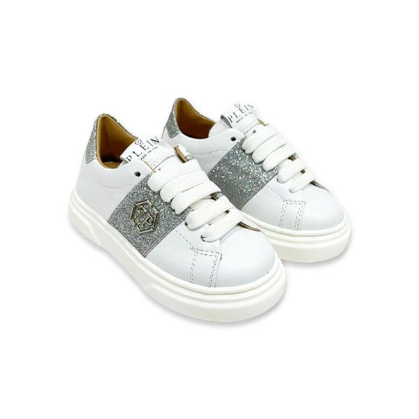 Girls White Leather Lo-Top Sneakers