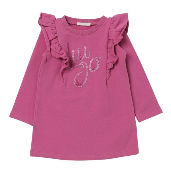 Girls Pink Logo Print Dress