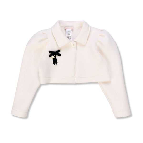 Girls Ivory Jacket With Contrast Brooch