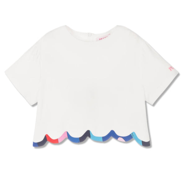 Girls White Iride Print Crepe Top