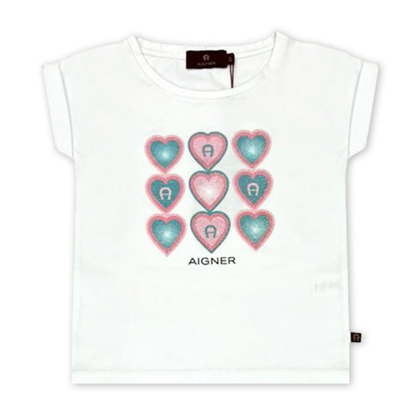 Girls White Logo-Print T-Shirt