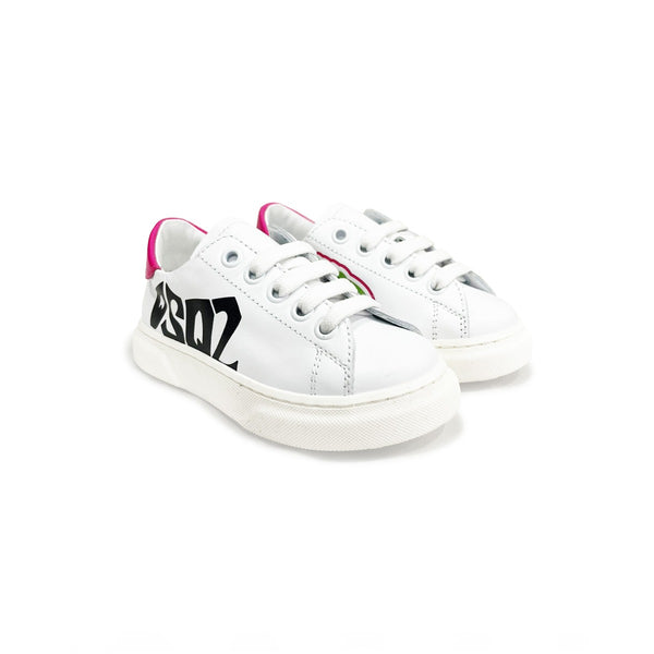 Boys White Shark-Print Sneakers