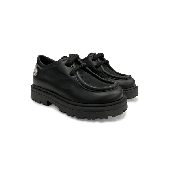 Boys Black Logo-Patch Shoes