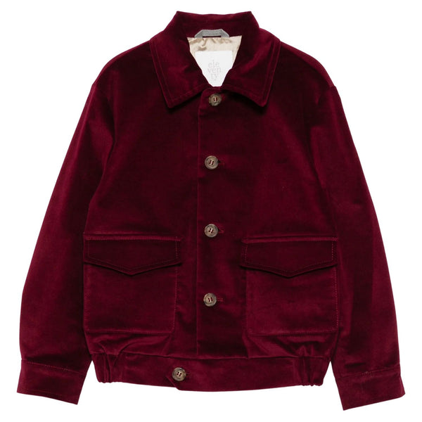 Boys Burgundy Button-Fastening Jacket