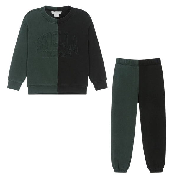Boys Black & Green Two-Tone Tracksuit