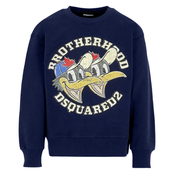 Unisex Navy Blue Logo-Print Sweatshirts